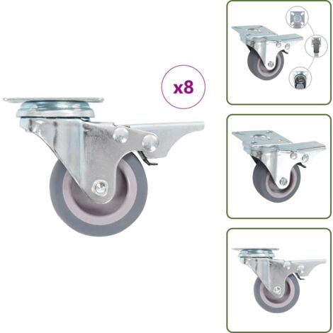 The Living Store Ruedas giratorias 8 unidades 50 mm - Ruedas con freno