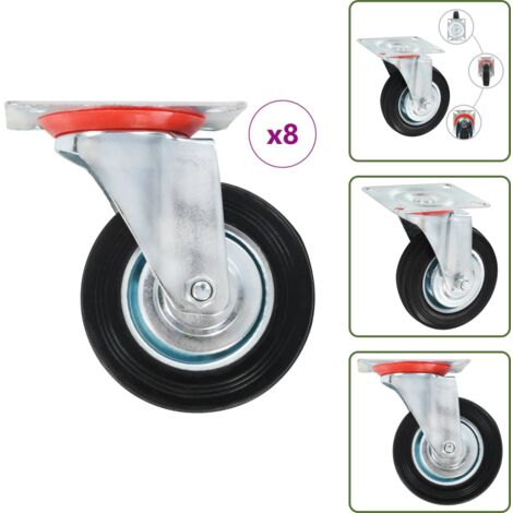 The Living Store Ruote Girevoli 8 pz 100 mm - Ruote per mobili