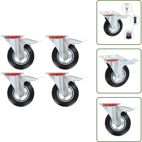 The Living Store Ruote Girevoli con Doppio Freno 4 pz 160 mm - Ruote con freno