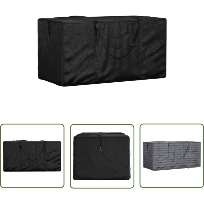 Sac de rangement pour coussins de jardin noir 150x75x75 cm pe - Sac De Rangement Extérieur - Housse De Coussin Jardin - Protection Coussin Jardin
