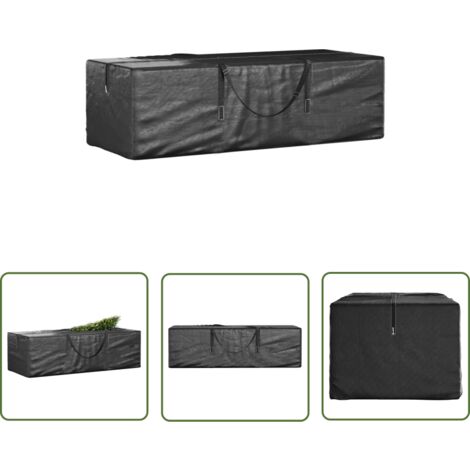 The Living Store Sac de rangement pour sapin de Noël noir 135x40x55 cm PE - Sac De Rangement Sapin Noel - Housse Sapin Noel - Protection Sapin Noel - Rangement Hivernage - Stockage Sapin