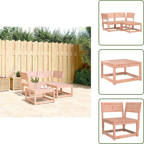 The Living Store Salon de jardin 3 pcs bois massif de Douglas - Canapé De Jardin - Salon De Jardin - Meuble De Jardin - Ensemble De Canapés - Mobilier Extérieur