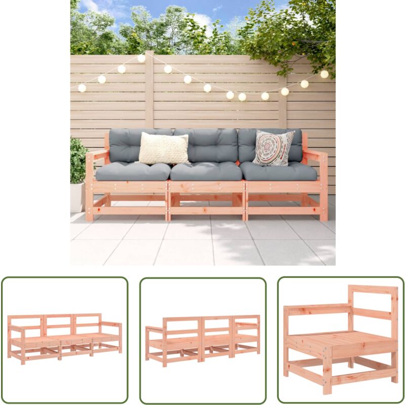The Living Store - Salon de jardin 3 pcs bois massif douglas - Salon De Jardin - Meuble De Jardin - Ensemble De Salon - Meubles De Jardin - Bois