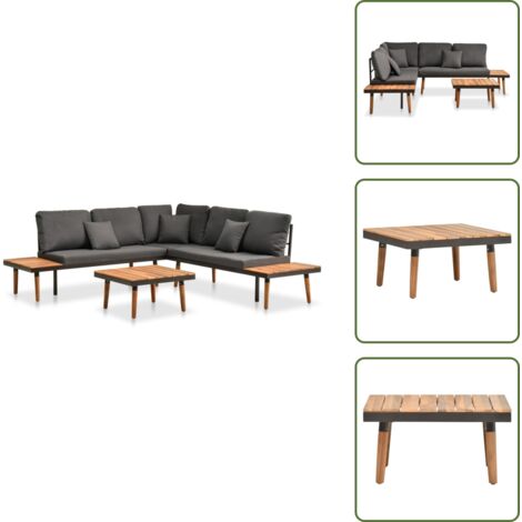 The Living Store Salon de jardin 4 pcs avec coussins Bois d'acacia solide - Salon De Jardin - Meubles De Jardin - Mobilier De Jardin - Set De Salon De Jardin - Acacia