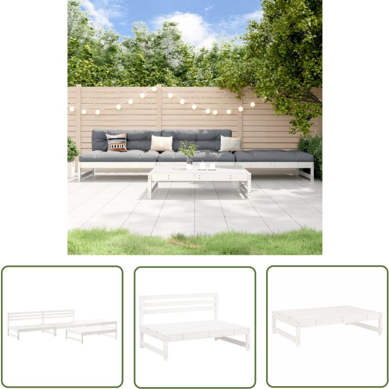 Salon de jardin 4 pcs blanc bois de pin massif - Salon De Jardin - Mobilier De Jardin - Ensemble Salon De Jardin - Table Basse Jardin - Banc Jardin
