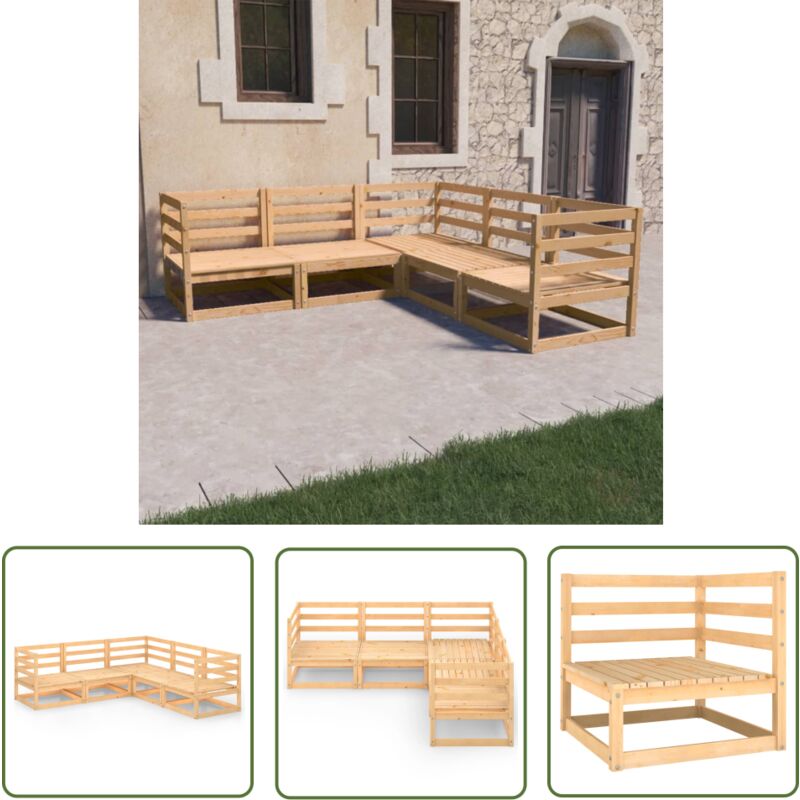 Salon de jardin 5 pcs bois de pin massif - Salon De Jardin - Mobilier De Jardin - Meubles De Jardin - Set Salon De Jardin - Bois De Pin - The Living