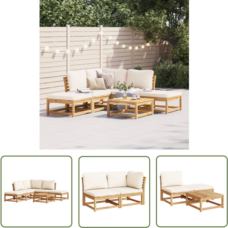 Salon de jardin 6 pcs avec coussins bois d'acacia solide - Meubles De Jardin - Salon De Jardin - Canapé Extérieur - Mobilier De Jardin - Acacia
