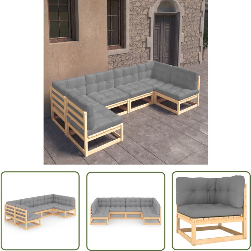 Salon de jardin 6 pcs avec coussins Bois de pin massif - Salon De Jardin - Mobilier De Jardin - Meubles De Jardin - Set De Salon De Jardin - Bois De