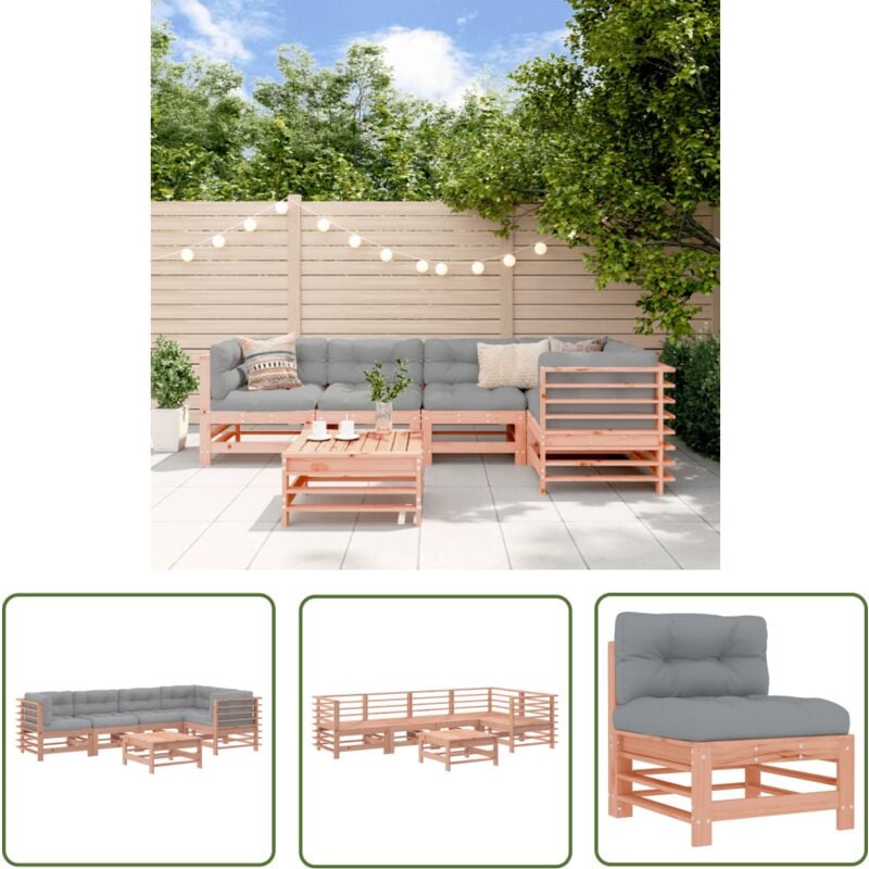 Salon de jardin 6 pcs avec coussins bois massif Douglas - Salon De Jardin - Mobilier De Jardin - Ensemble Salon - Meubles De Jardin - Bois Massif