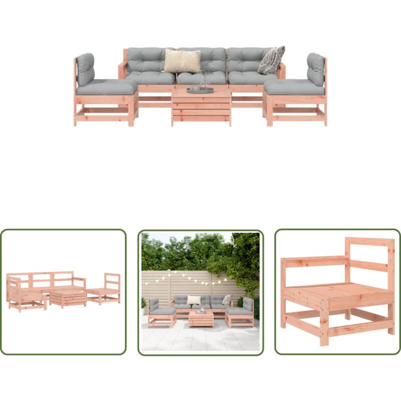 Salon de jardin 6 pcs bois massif sapin de douglas - Ensemble Salon De Jardin - Mobilier De Jardin - Salon Extérieur - Canapé D'extérieur - Set De