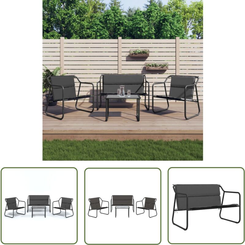 Salon de jardin avec coussins 4 pcs anthracite acier - Salon De Jardin - Mobilier De Jardin - Set De Salon - Table Basse - Chaises Pliantes - The
