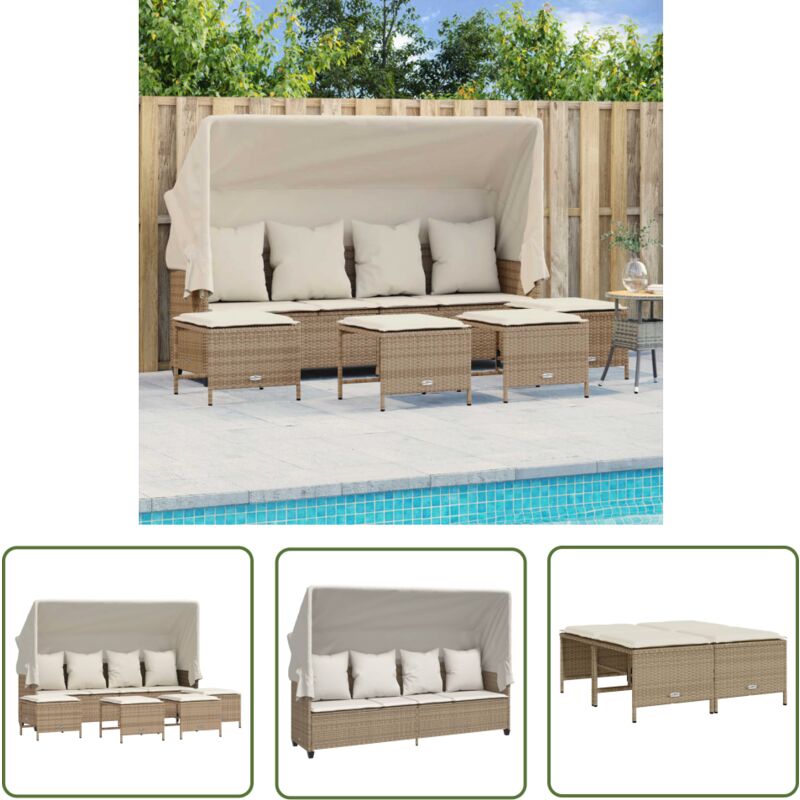 Salon de jardin avec coussins 5 pcs beige résine tressée - Ensemble Salon De Jardin - Salon De Jardin Pliable - Meubles De Jardin - Fauteuil De