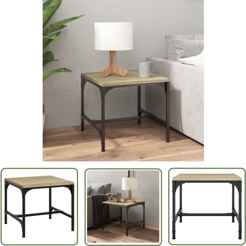 The Living Store - Table basse Chêne sonoma 50x50x35 cm Bois d'ingénierie - Table Basse - Meuble Industriel - Table D'appoint - Table Salon - Design