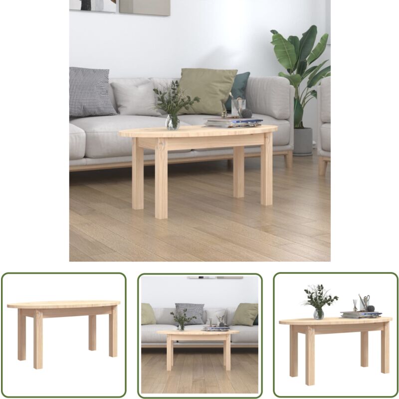 The Living Store - Table basse 80x40x35 cm Bois massif de pin - Table Basse Design - Table Basse Bois - Table Basse Moderne - Meuble Salon - Mobilier