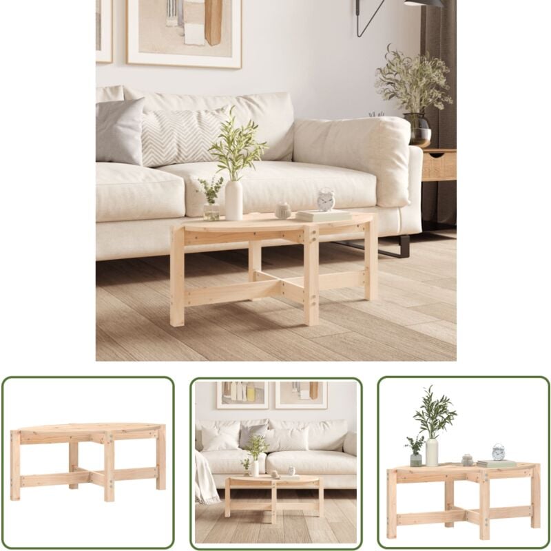 The Living Store - Table basse 87x48x35 cm Bois massif de pin - Table Basse - Meuble Salon - Table D'appoint - Bois Massif - Pin