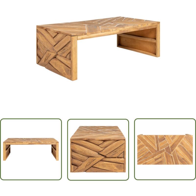 Table basse Bois de teck massif 110x35x38 cm - Table Basse - Meuble Salon - Table Bois - Teck Massif - Décoration Intérieure - The Living Store