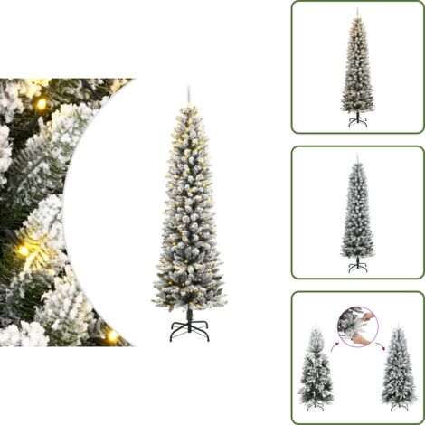 The Living Store Sapin de Noël artificiel 300 LED et neige floquée 180 cm - Décoration de Noël
