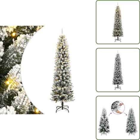 The Living Store Sapin de Noël artificiel 300 LED et neige floquée 240 cm - Décoration de Noël