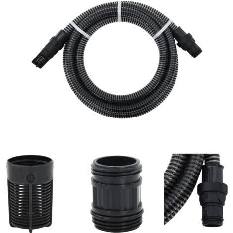 The Living Store Saugschlauch mit PVC-Anschlüssen Schwarz 1 4 m PVC - Gartenschläuche