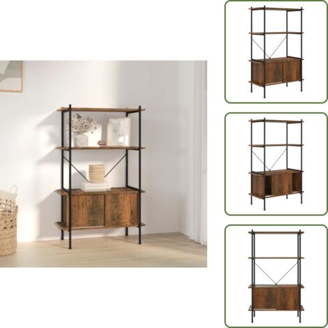 The Living Store Scaffalatura 4 Livelli con Mobile 80x40x130 cm Acciaio e Legno - Armadietto