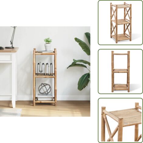 The Living Store Scaffale a 3 Piani Quadrati in Legno di Bambù - Scaffale a 3 livelli