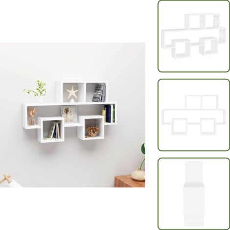 The Living Store Scaffale a Muro Auto Bianco 82x15x51 cm Legno Multistrato - Scaffale auto