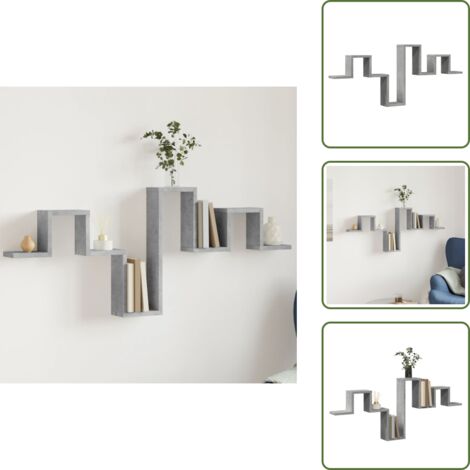 The Living Store Scaffale a Muro Grigio Cemento 104,5x10x43 cm Legno Multistrato - Libreria a parete