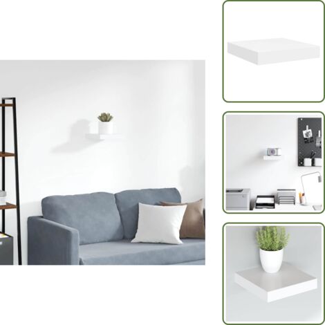 The Living Store Scaffale a Parete Bianchi 23x23,5x3,8 cm in MDF - Scaffale a parete