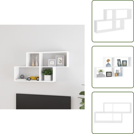 The Living Store Scaffale a Parete Bianco 100x18x53 cm in in Multistrato - Mensola a muro
