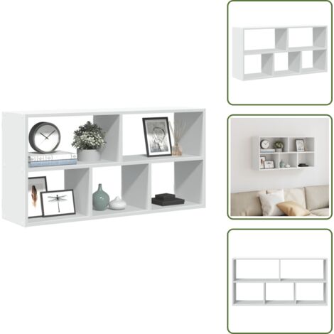 The Living Store Scaffale a Parete Bianco 100x25x50 cm in Legno Multistrato - Scaffale in legno multistrato