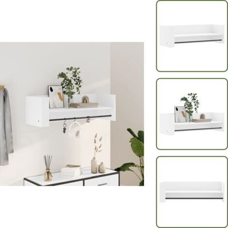 The Living Store Scaffale a Parete Bianco 100x35x30,5 cm in Legno Multistrato - Scaffale in legno