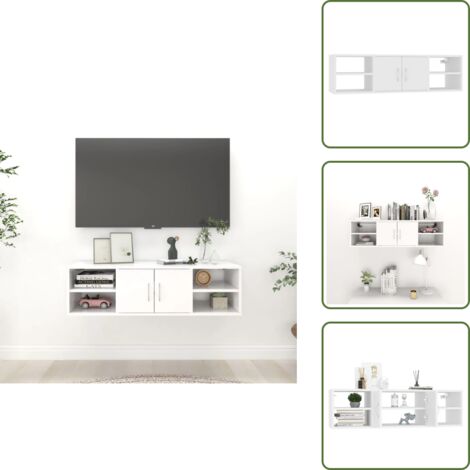 The Living Store Scaffale a Parete Bianco 102x30x29 cm in Legno Multistrato - Scaffale in legno