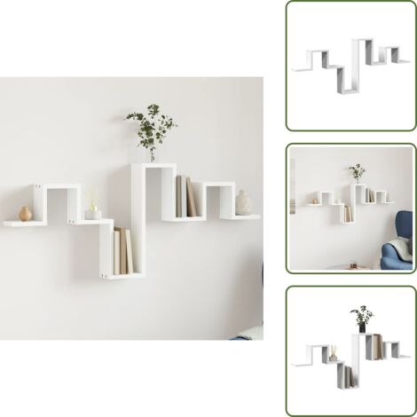 The Living Store Scaffale a Parete Bianco 104,5x10x43 cm in Legno Multistrato - Scaffale in legno