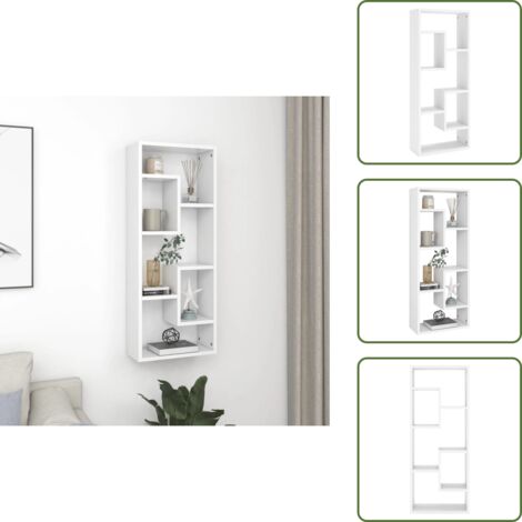 The Living Store Scaffale a Parete Bianco 36x16x90 cm in Legno Multistrato - Mensola a muro