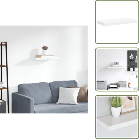 The Living Store Scaffale a Parete Bianco 50x23x3,8 cm in MDF - Scaffale a parete