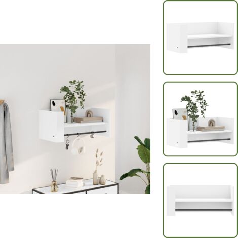The Living Store Scaffale a Parete Bianco 70,5x35x30,5 cm in Legno Multistrato - Scaffale in legno