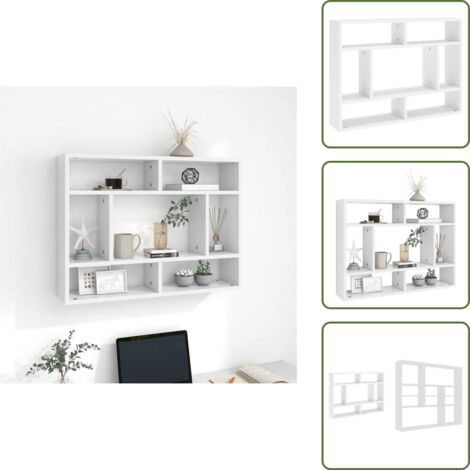 The Living Store Scaffale a Parete Bianco 75x16x55 cm in in Multistrato - Mensola a parete