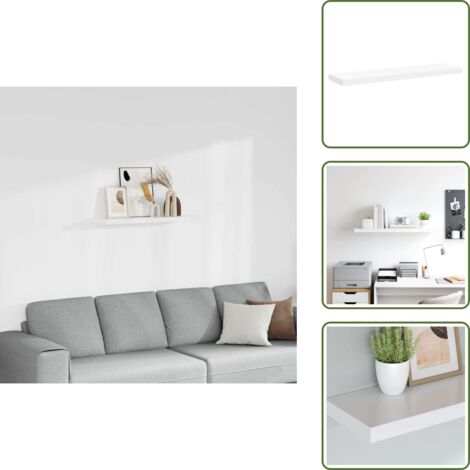 The Living Store Scaffale a Parete Bianco 90x23,5x3,8 cm in MDF - Scaffale a parete