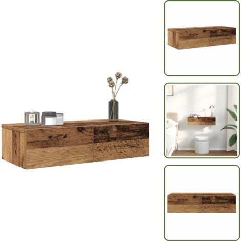The Living Store Scaffale a Parete con Cassetti Antico 60x26,5x15 cm Truciolato - Cassetti