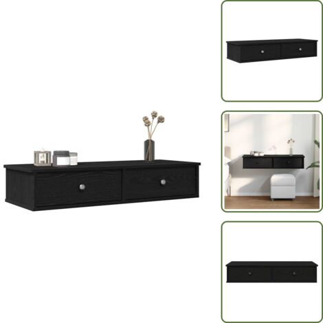 The Living Store Scaffale a Parete con Cassetti Nero 100x37,5x19cm in Truciolato - Cassetti
