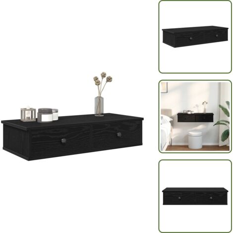 The Living Store Scaffale a Parete con Cassetti Nero 80x31x17 cm in Truciolato - Cassetti