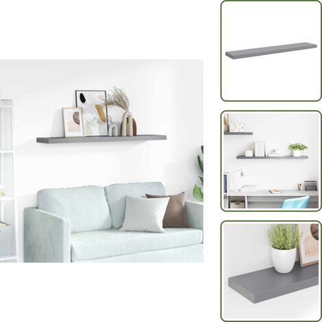 The Living Store Scaffale a Parete Grigio 120x23,5x3,8 cm in MDF - Scaffale a parete