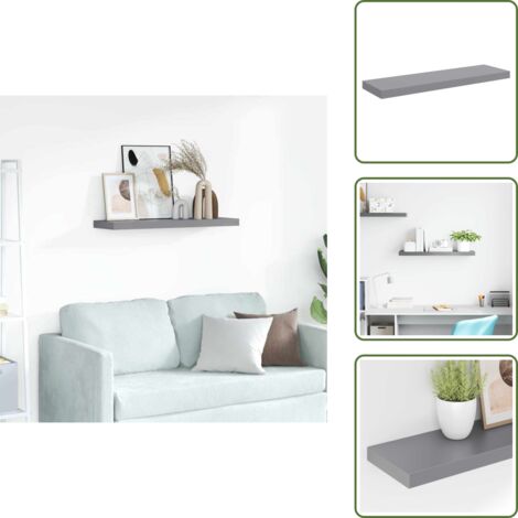 The Living Store Scaffale a Parete Grigio 80x23,5x3,8 cm in MDF - Scaffale a parete