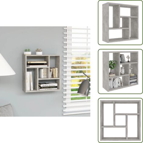 The Living Store Scaffale a Parete Grigio Cemento 45,1x16x45,1 Legno Multistrato - Scaffale moderno