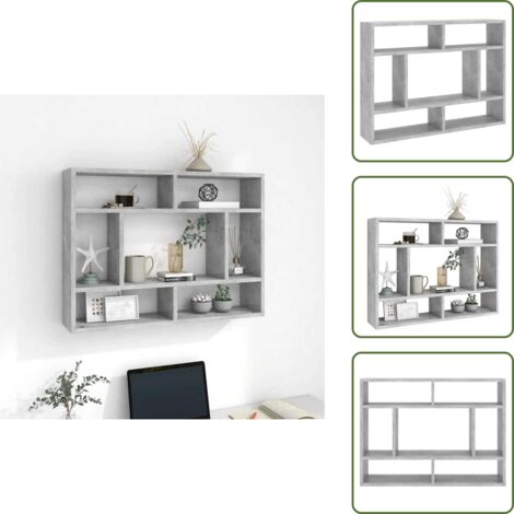 The Living Store Scaffale a Parete Grigio Cemento 75x16x55 cm Legno Multistrato - Mensola a parete