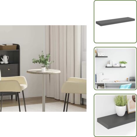 The Living Store Scaffale a Parete Grigio Lucido 80x23,5x3,8 cm in MDF - Mensola a muro