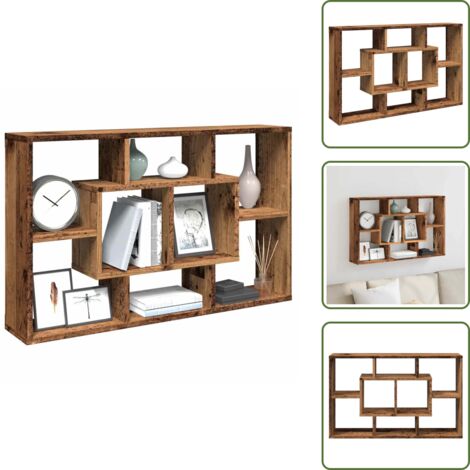 The Living Store Scaffale a Parete Legno Antico 85x16x52,5 cm Legno Multistrato - Mensola a muro