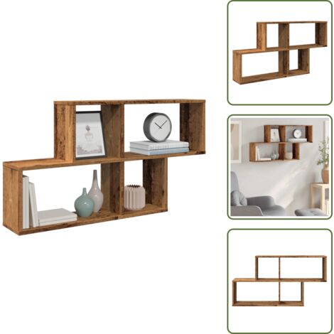 The Living Store Scaffale a Parete Legno Vecchio 100x18x53 cm in Truciolato - Mensola a muro