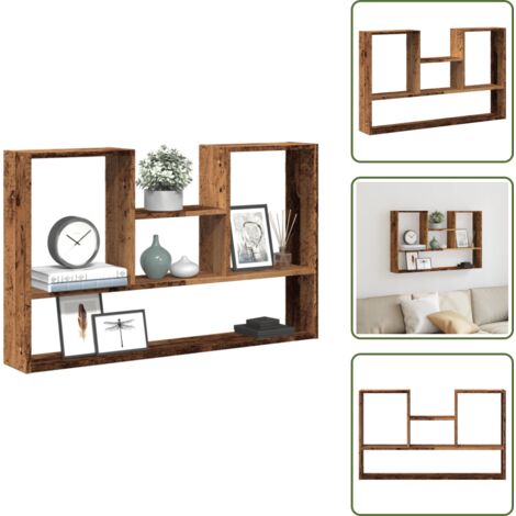 The Living Store Scaffale a Parete Legno Vecchio 99x15x60 cm in Truciolato - Scaffale in legno