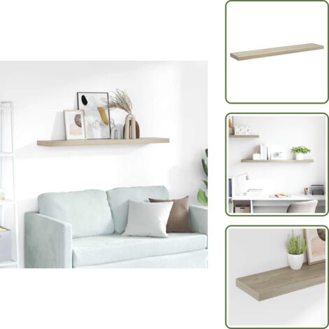 The Living Store Scaffale a Parete Rovere 120x23,5x3,8 cm in MDF - Scaffale a parete